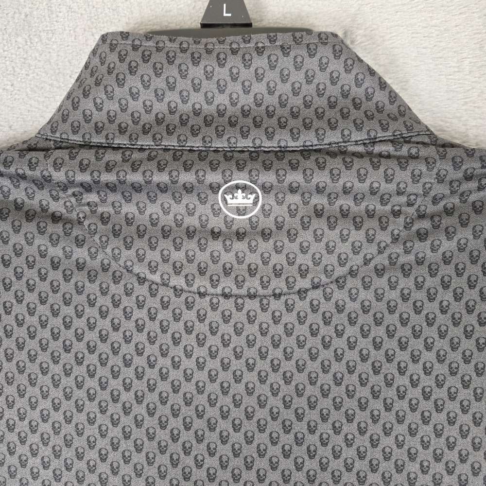 Peter Millar Perth Pullover Men Medium Gray Skull Print 1/4 Zip Golf Performance - Picture 7 of 9
